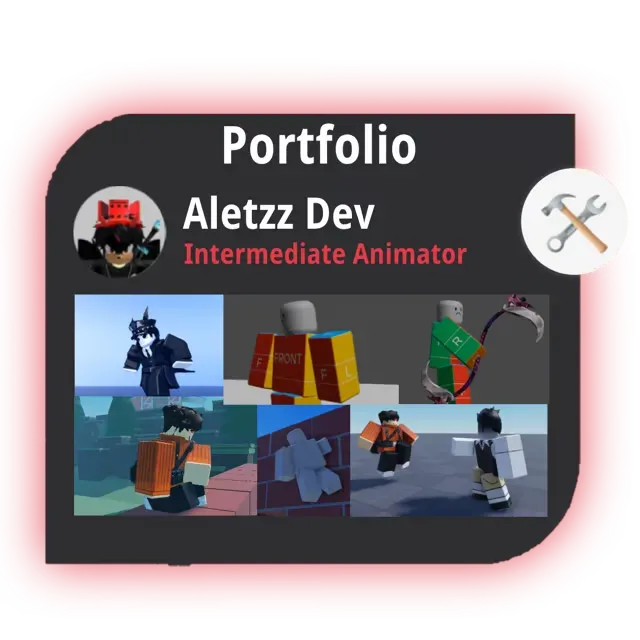 DevRank portfolio page with Roblox project screenshots and descriptions